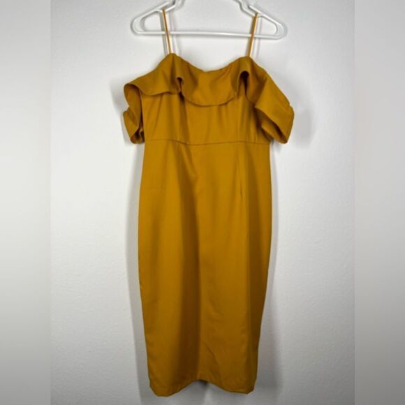 Ava. Ruffle Bustier Mini Dress Size L Sleeveless Zipped Lined - Picture 7 of 16